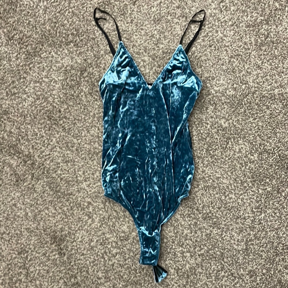 Velvet turquoise bodysuit